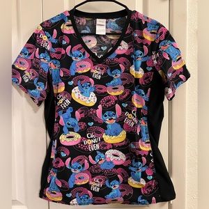 Disney Stitch Donut Even Stretch Panel Scrub Top - M